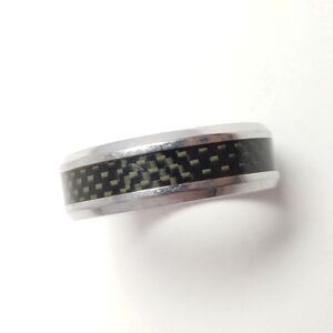 Vintage Black and Silver Tone Band Ring, Size 13, Stacking Estate